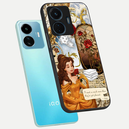  Golden Dream Belle phone case For iQOO Z6 Lite 5G showing premium glass back cover with detailed artwork
