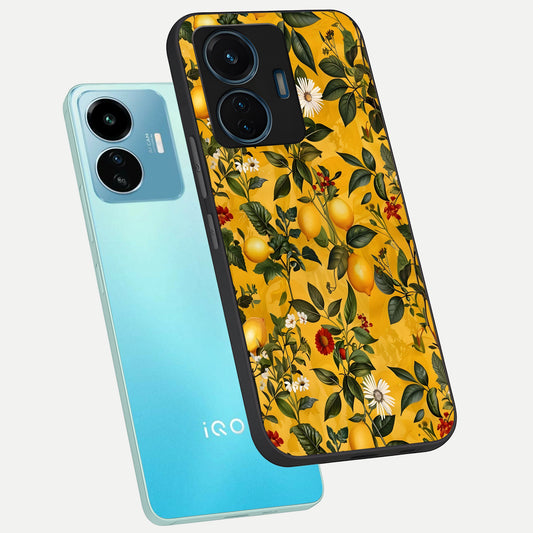  Golden Lemon Field phone case For iQOO Z6 Lite 5G showing premium glass back cover with detailed artwork