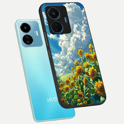  Golden Sun Glory phone case For iQOO Z6 Lite 5G showing premium glass back cover with detailed artwork