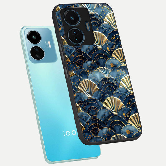 Golden Wave Luxe phone case For iQOO Z6 Lite 5G showing premium glass back cover with detailed artwork