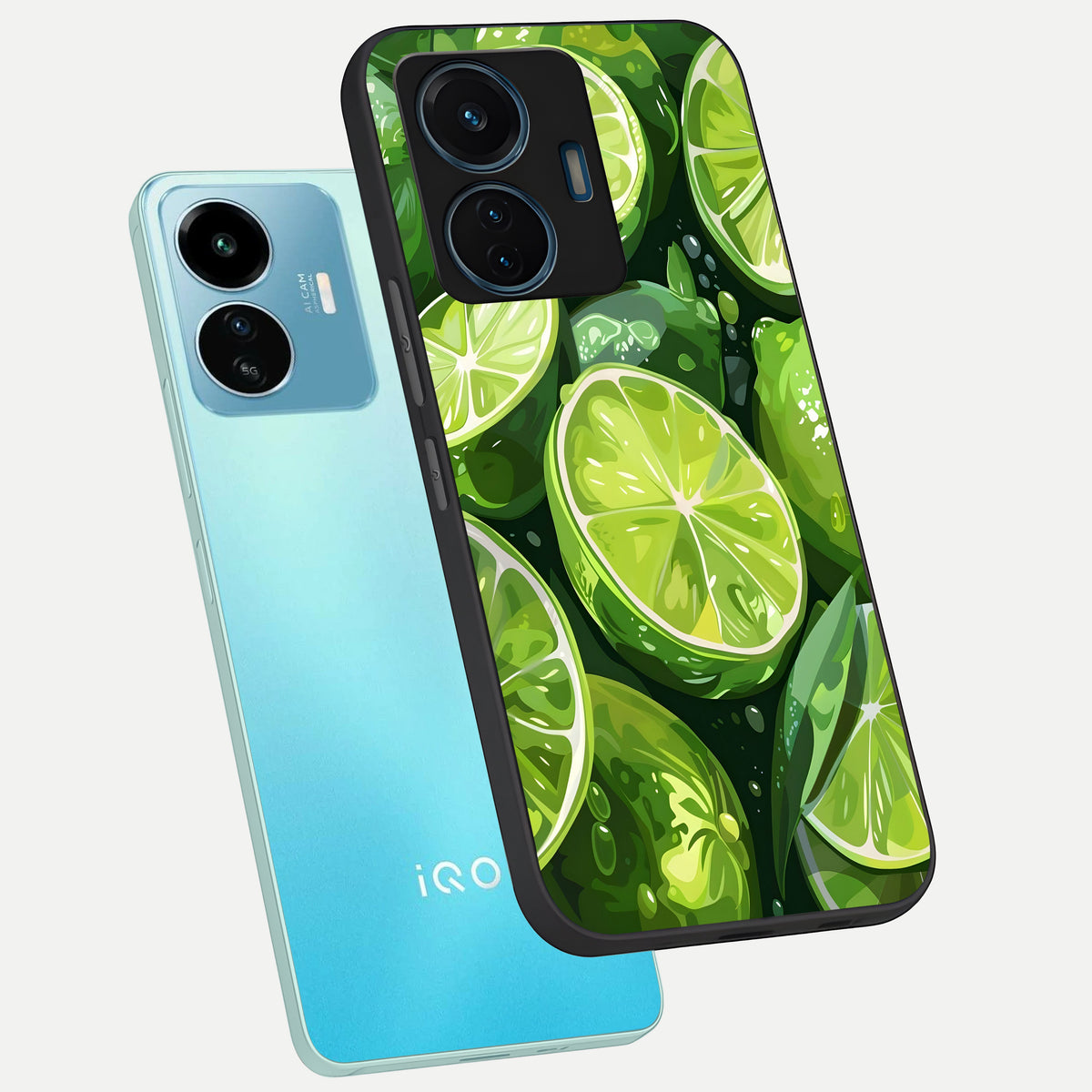  Green Kawasaki phone case For iQOO Z6 Lite 5G showing premium glass back cover with detailed artwork