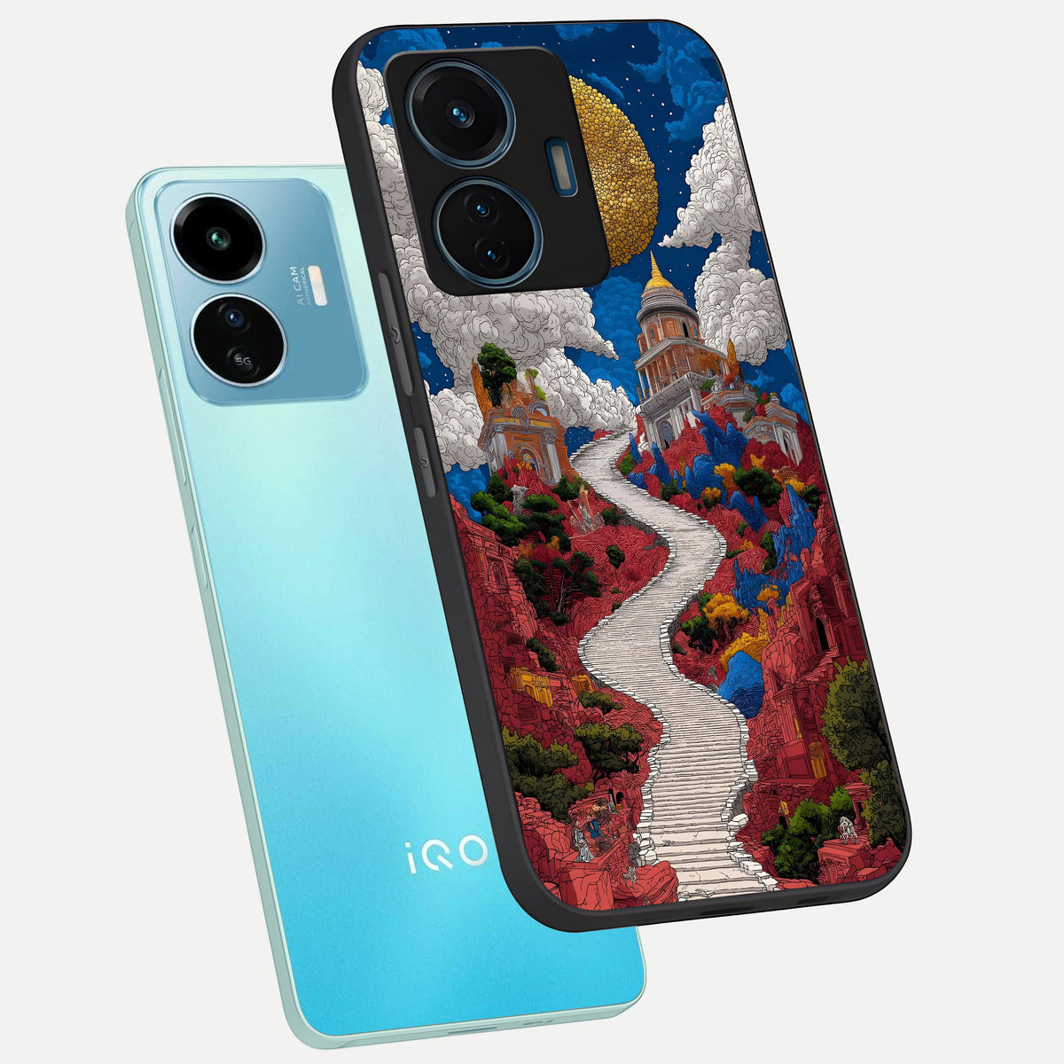  Heavenly Moon Path phone case For iQOO Z6 Lite 5G showing premium glass back cover with detailed artwork