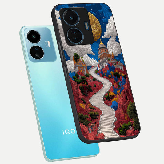  Heavenly Moon Path phone case For iQOO Z6 Lite 5G showing premium glass back cover with detailed artwork