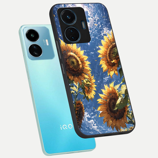  Heavenly Sunflower Rise phone case For iQOO Z6 Lite 5G showing premium glass back cover with detailed artwork