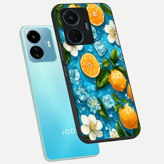  Ice Cube With Orange phone case For iQOO Z6 Lite 5G showing premium glass back cover with detailed artwork