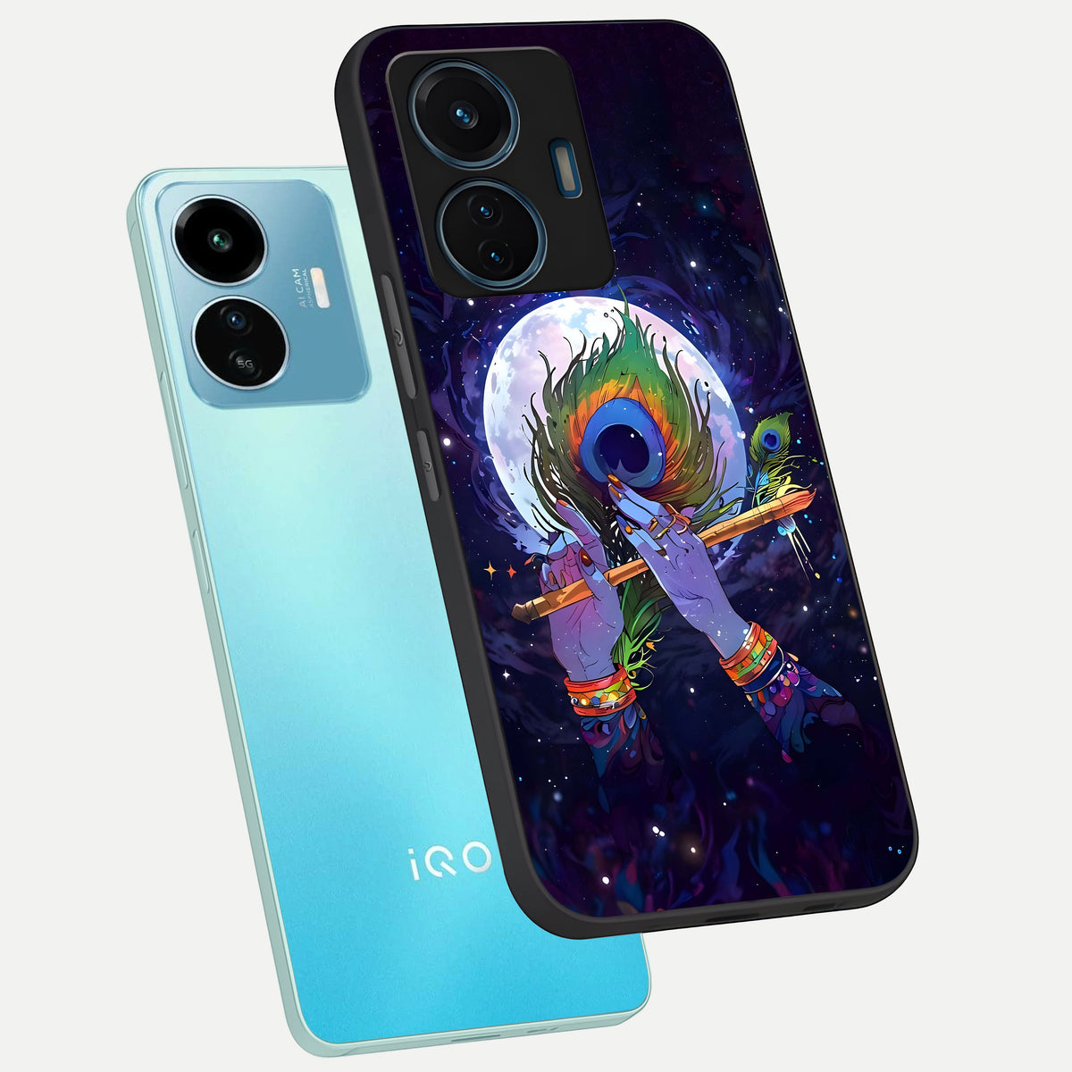  Krishna Hands Art phone case For iQOO Z6 Lite 5G showing premium glass back cover with detailed artwork