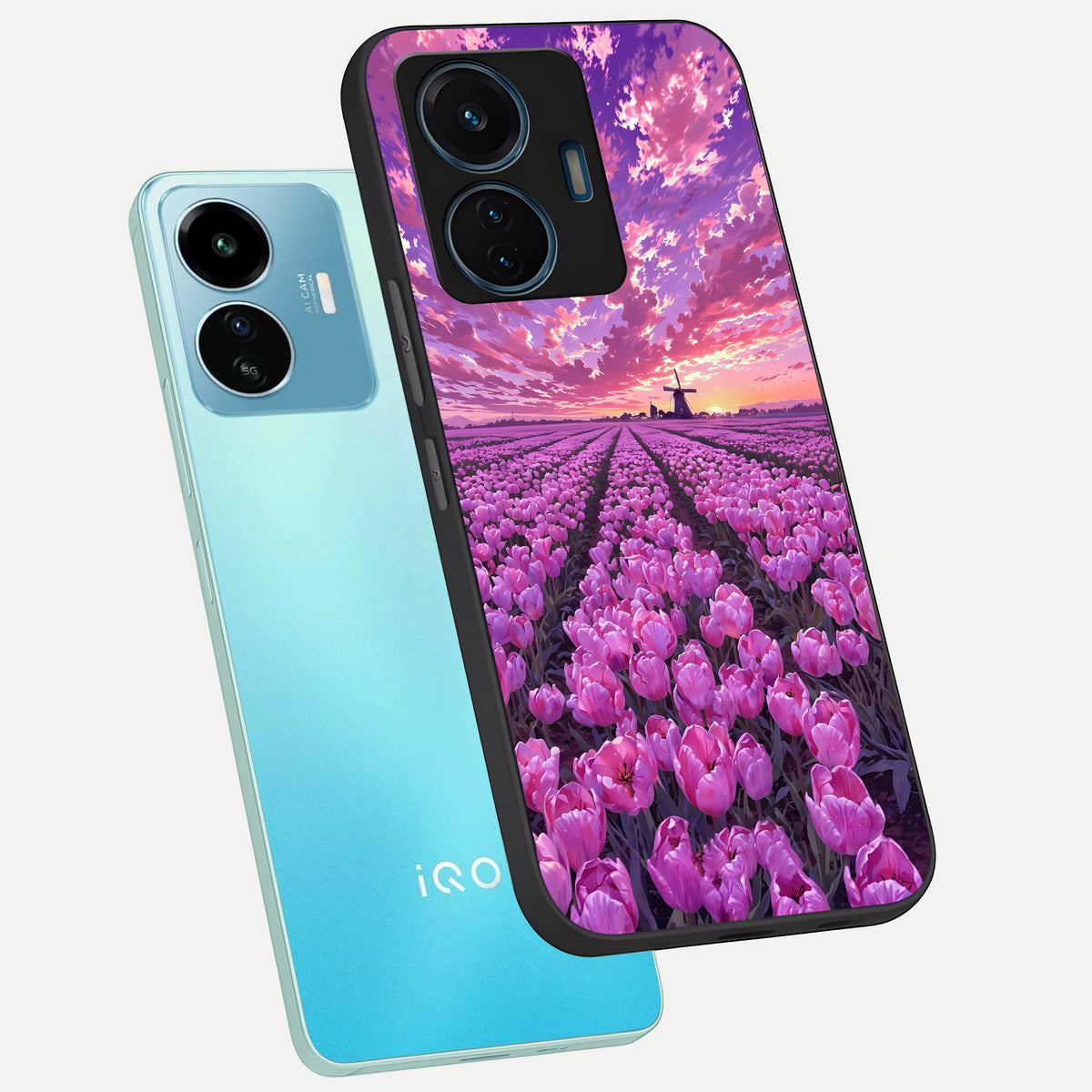  Lavender Dream Skies phone case For iQOO Z6 Lite 5G showing premium glass back cover with detailed artwork