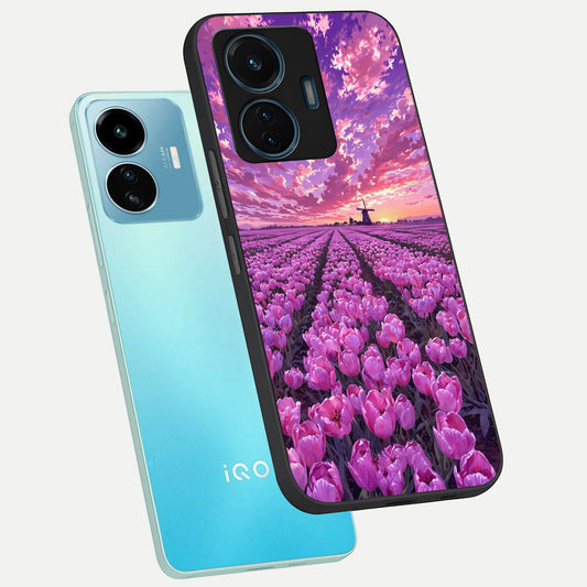  Lavender Dream Skies phone case For iQOO Z6 Lite 5G showing premium glass back cover with detailed artwork
