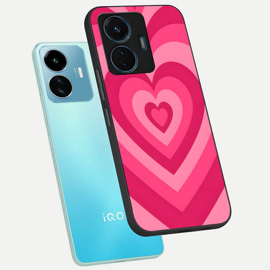  Layered Love Hearts phone case For iQOO Z6 Lite 5G showing premium glass back cover with detailed artwork