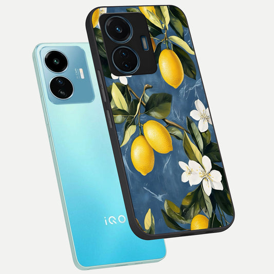  Lemon Dream Garden phone case For iQOO Z6 Lite 5G showing premium glass back cover with detailed artwork