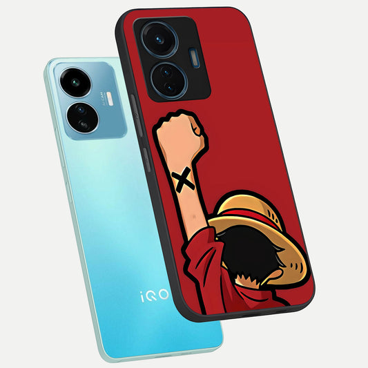  Luffy X Spirit phone case For iQOO Z6 Lite 5G showing premium glass back cover with detailed artwork
