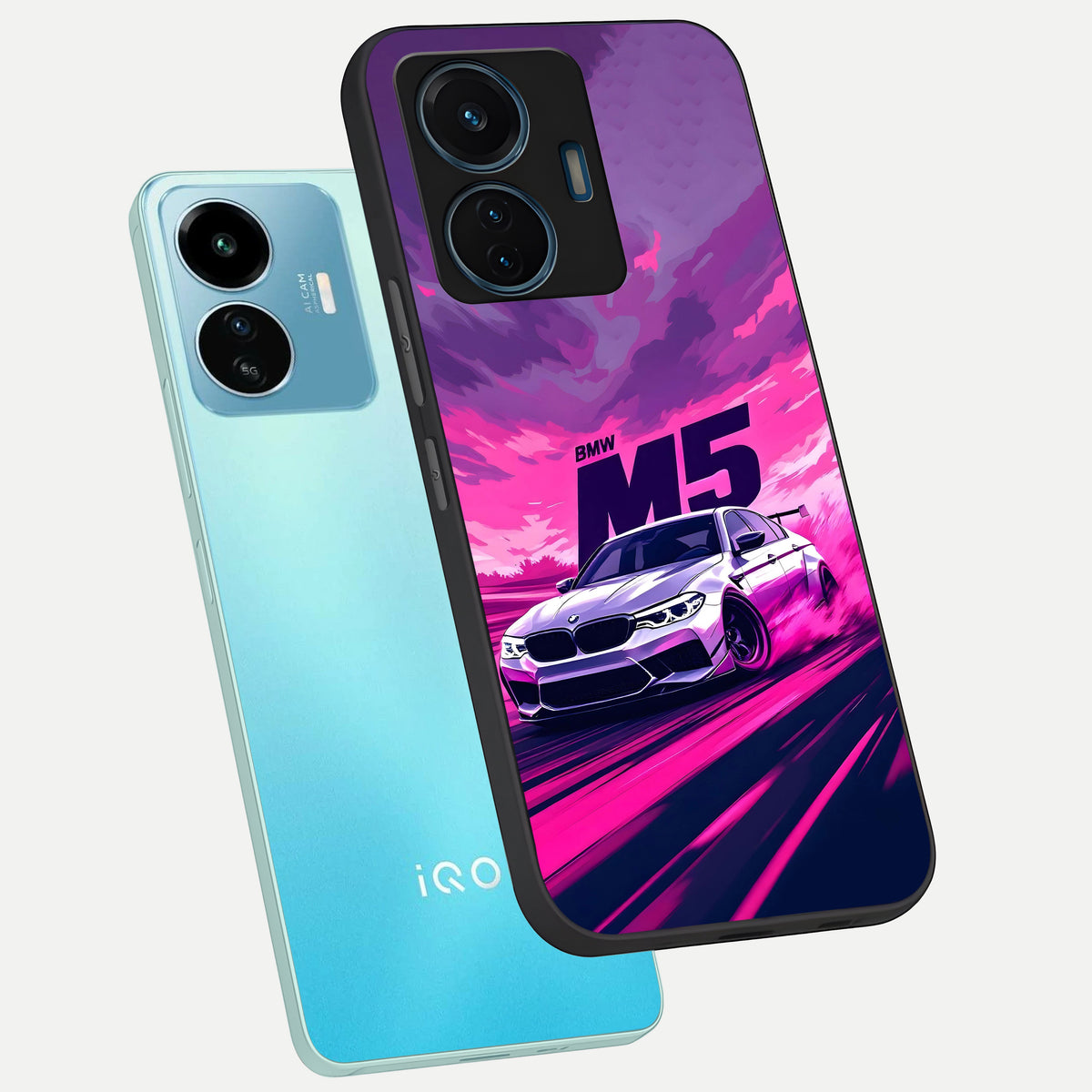  MS Neon Car phone case For iQOO Z6 Lite 5G showing premium glass back cover with detailed artwork