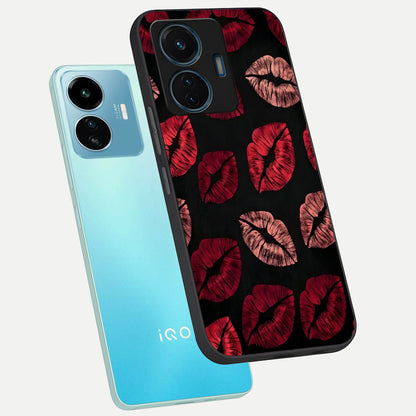  Midnight Kiss Love phone case For iQOO Z6 Lite 5G showing premium glass back cover with detailed artwork