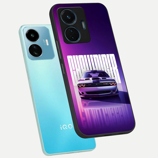  Midnight Muscle Ride phone case For iQOO Z6 Lite 5G showing premium glass back cover with detailed artwork