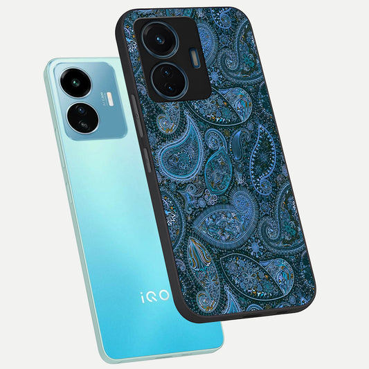  Midnight Paisley Glow phone case For iQOO Z6 Lite 5G showing premium glass back cover with detailed artwork