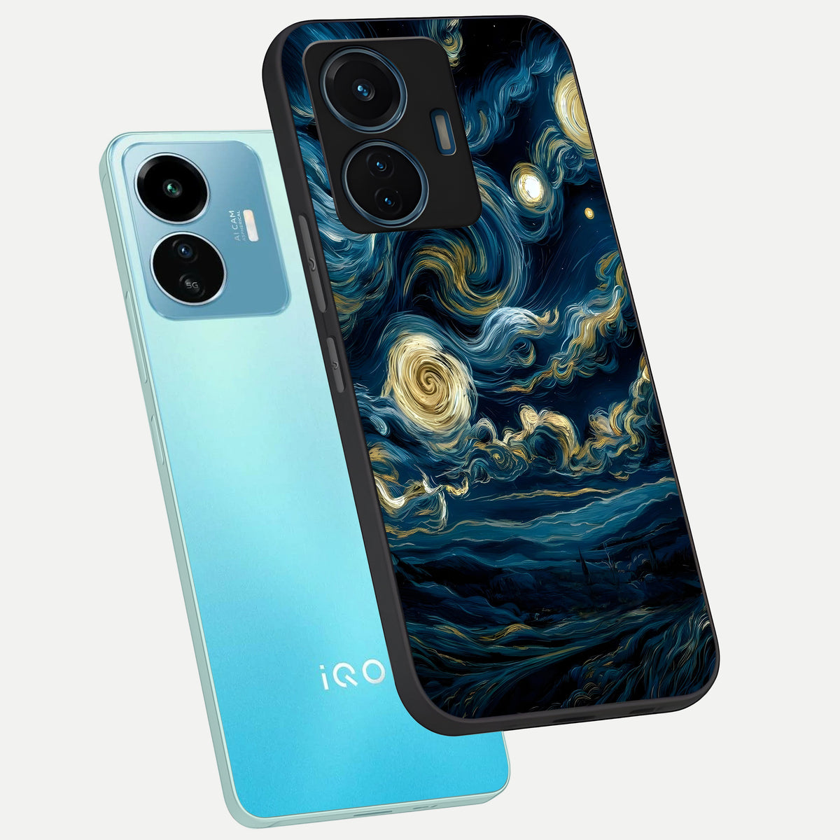  Midnight Sky Whirl phone case For iQOO Z6 Lite 5G showing premium glass back cover with detailed artwork