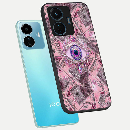  Money Eye Luxe phone case For iQOO Z6 Lite 5G showing premium glass back cover with detailed artwork