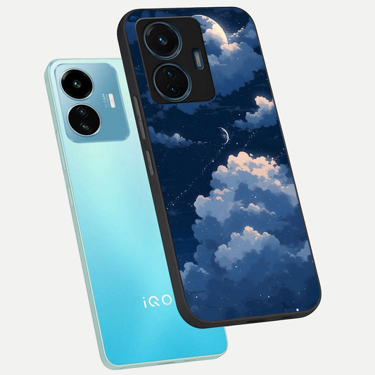  Moon Dream Haze phone case For iQOO Z6 Lite 5G showing premium glass back cover with detailed artwork