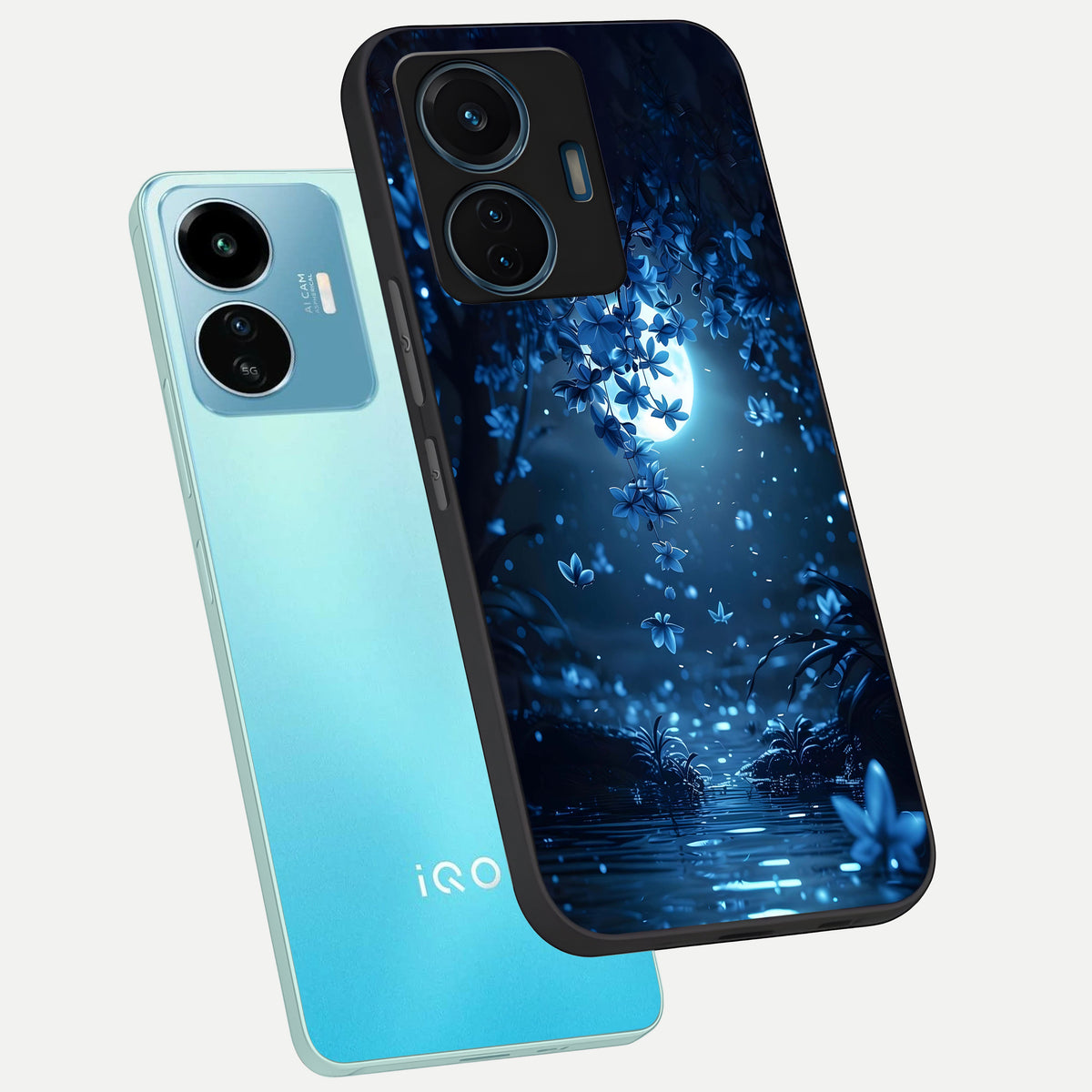  Moonlight Petal Dream phone case For iQOO Z6 Lite 5G showing premium glass back cover with detailed artwork