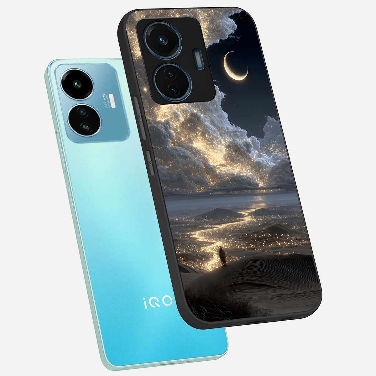  Moonlight Spark Path phone case For iQOO Z6 Lite 5G showing premium glass back cover with detailed artwork