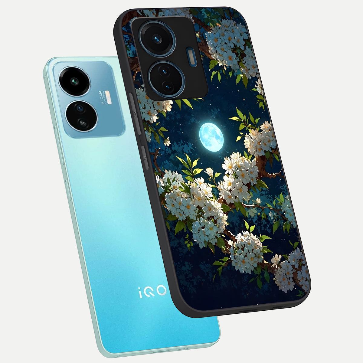  Moonlit Blossom Dream phone case For iQOO Z6 Lite 5G showing premium glass back cover with detailed artwork