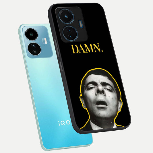  Mr Bean Damn phone case For iQOO Z6 Lite 5G showing premium glass back cover with detailed artwork