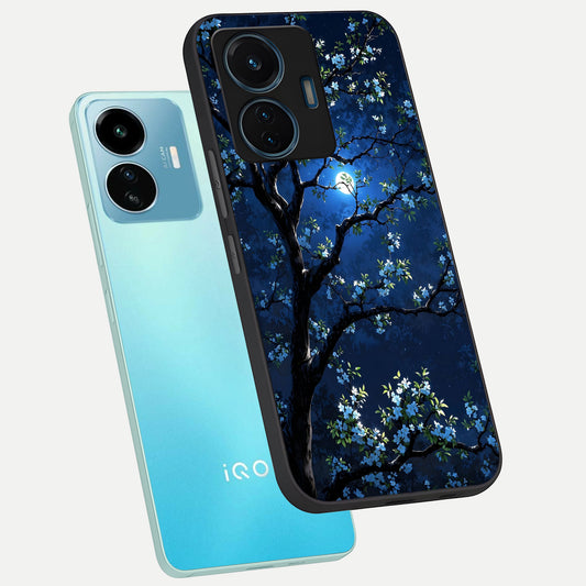  Mystic Floral Night phone case For iQOO Z6 Lite 5G showing premium glass back cover with detailed artwork