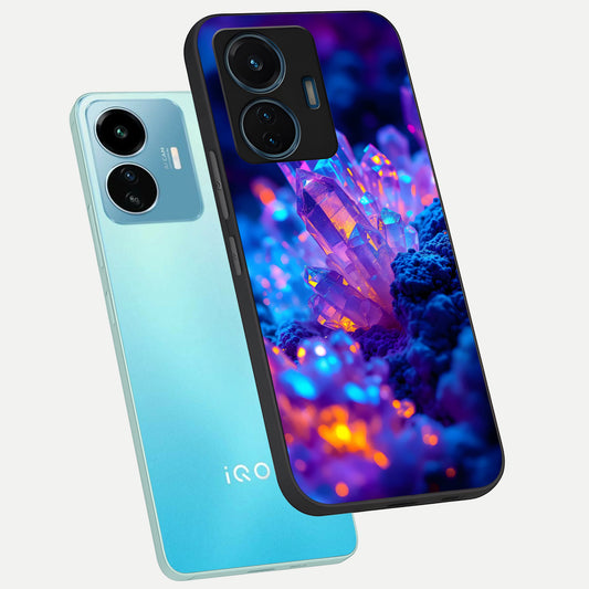  Neon Aura Shards phone case For iQOO Z6 Lite 5G showing premium glass back cover with detailed artwork