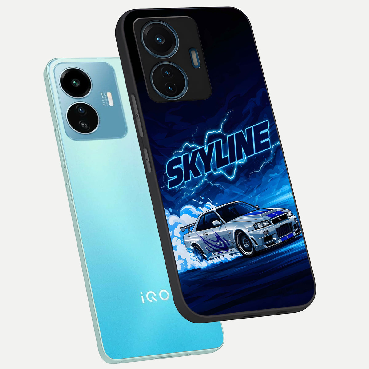  Neon Drift Beast phone case For iQOO Z6 Lite 5G showing premium glass back cover with detailed artwork