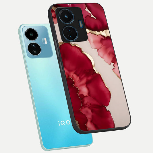  Pink And White Marble phone case For iQOO Z6 Lite 5G showing premium glass back cover with detailed artwork
