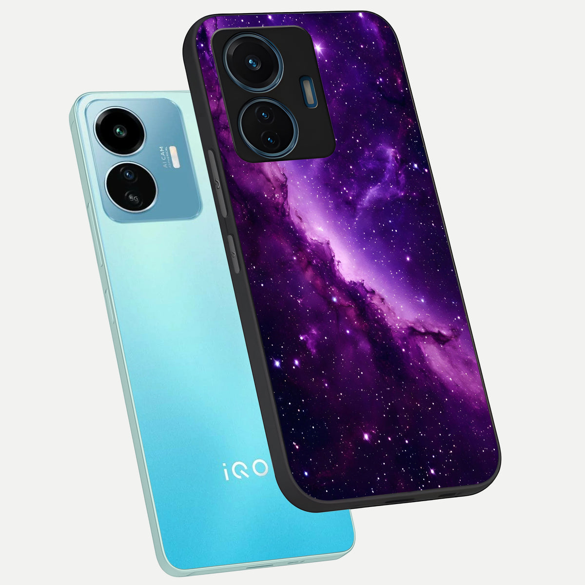  Purple Shade Sky phone case For iQOO Z6 Lite 5G showing premium glass back cover with detailed artwork