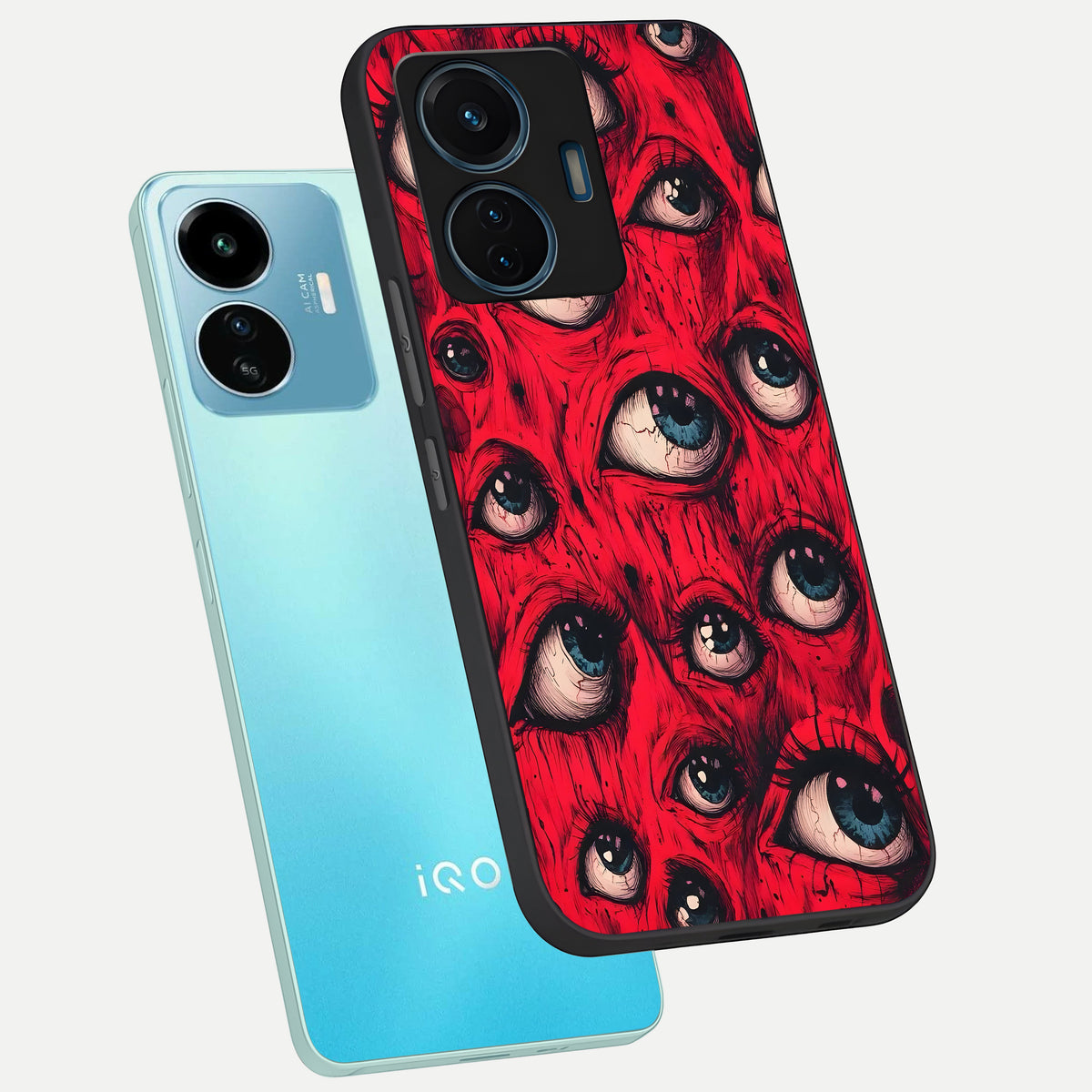  Red Eyes Pattern phone case For iQOO Z6 Lite 5G showing premium glass back cover with detailed artwork