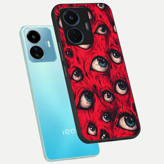  Red Eyes Pattern phone case For iQOO Z6 Lite 5G showing premium glass back cover with detailed artwork