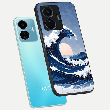  Rising Tide Power phone case For iQOO Z6 Lite 5G showing premium glass back cover with detailed artwork