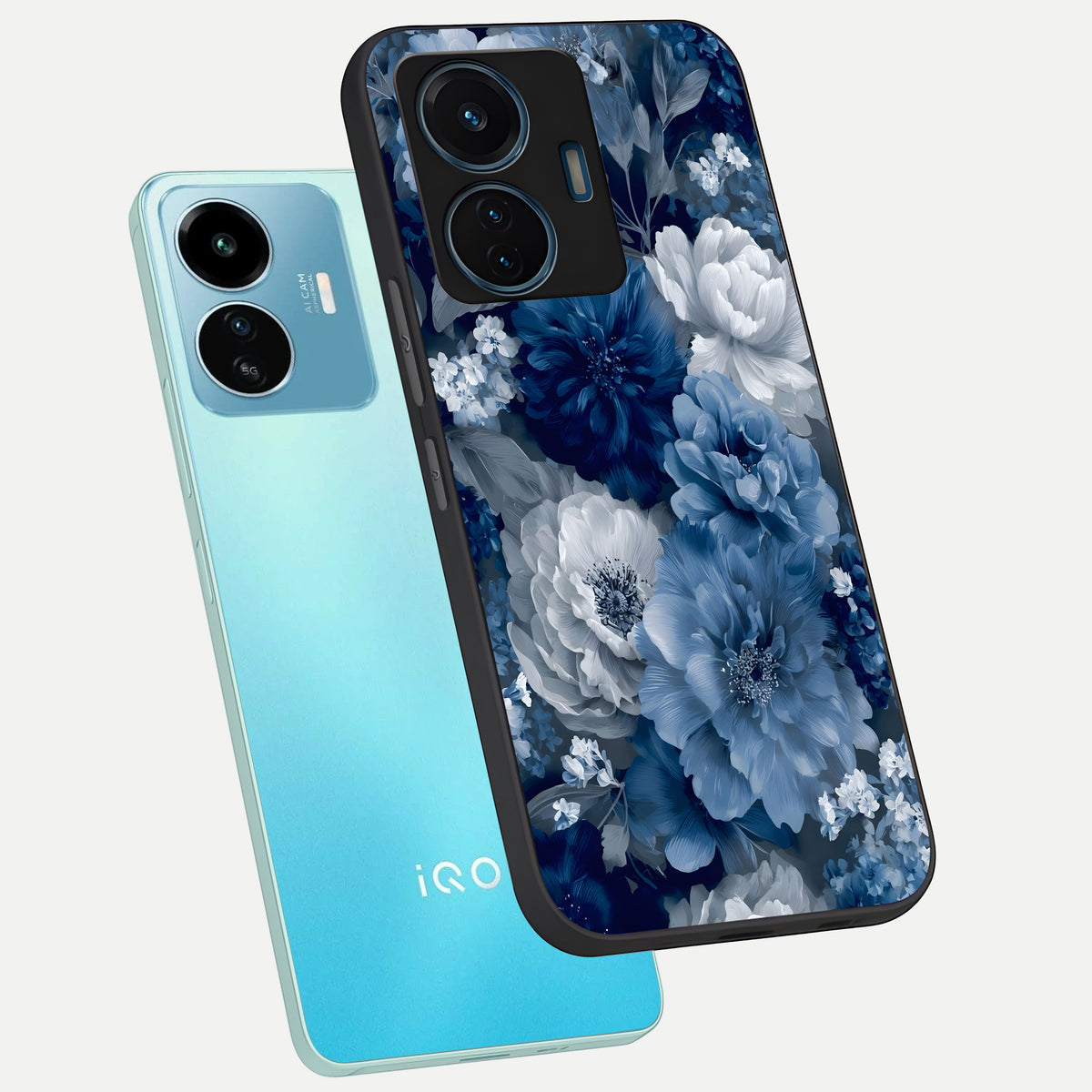  Royal Bloom Garden phone case For iQOO Z6 Lite 5G showing premium glass back cover with detailed artwork