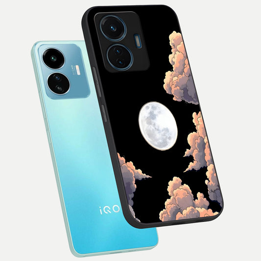 Shade Cloud Moon phone case For iQOO Z6 Lite 5G showing premium glass back cover with detailed artwork