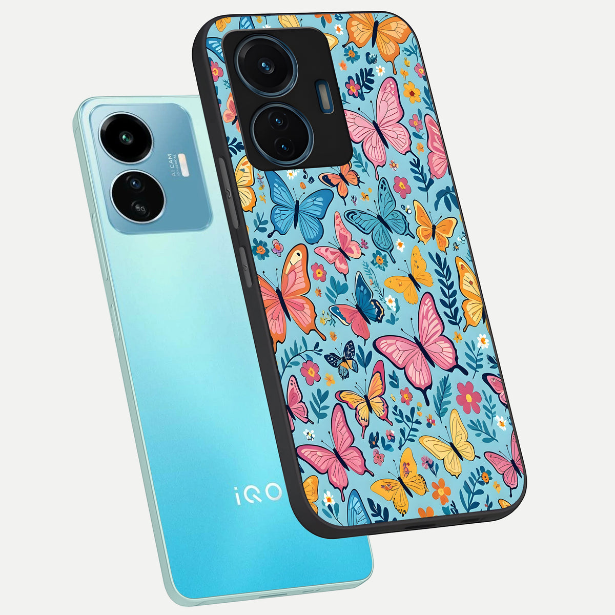  Spring Wing Garden phone case For iQOO Z6 Lite 5G showing premium glass back cover with detailed artwork