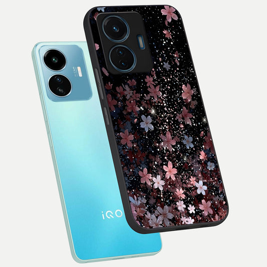 Starlit Flower Dreams phone case For iQOO Z6 Lite 5G showing premium glass back cover with detailed artwork