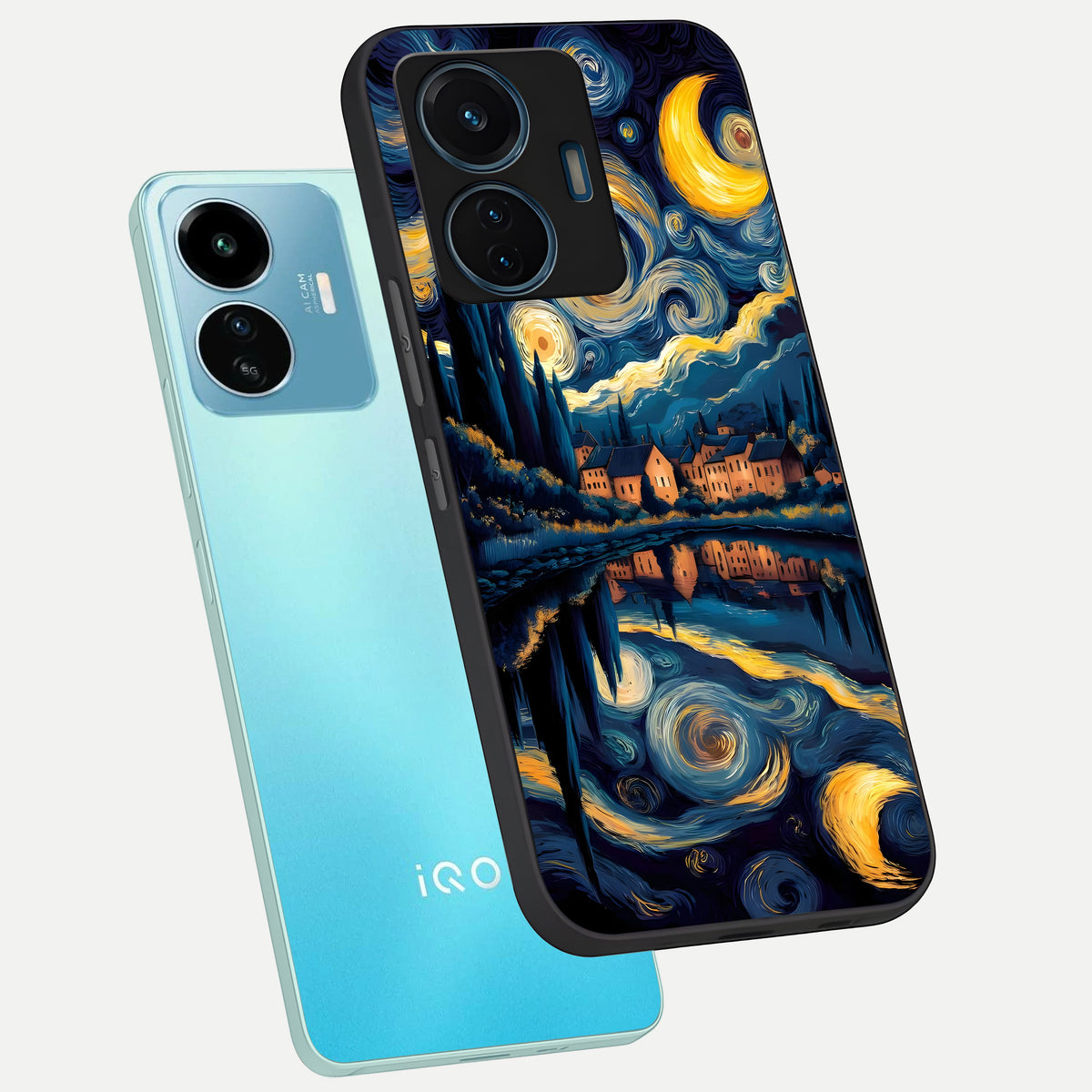  Starry Sky Serenity phone case For iQOO Z6 Lite 5G showing premium glass back cover with detailed artwork
