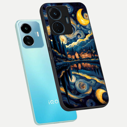  Starry Sky Serenity phone case For iQOO Z6 Lite 5G showing premium glass back cover with detailed artwork