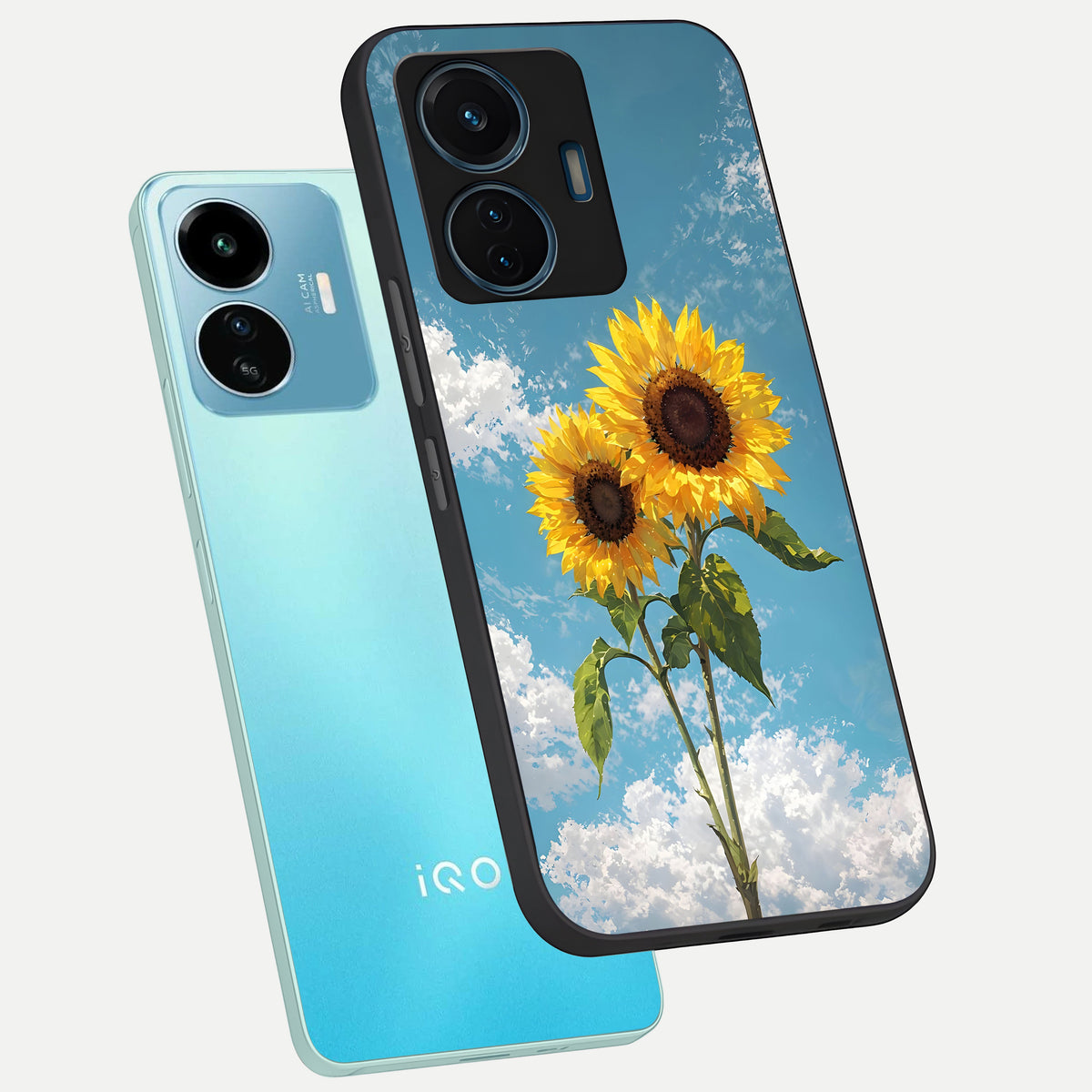  Sunlit Daisy Glow phone case For iQOO Z6 Lite 5G showing premium glass back cover with detailed artwork