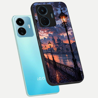  Twilight River Lights phone case For iQOO Z6 Lite 5G showing premium glass back cover with detailed artwork