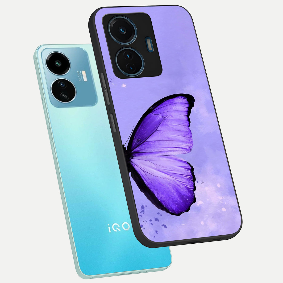  Violet Dream Wing phone case For iQOO Z6 Lite 5G showing premium glass back cover with detailed artwork