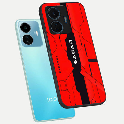  Voltage Rise CYBERPUNK Custom Name phone case For iQOO Z6 Lite 5G showing premium custom name glass back cover