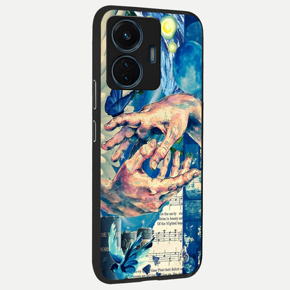  Aesthetic Divider back cover For iQOO Z6 Lite 5G slim fit glass case with vibrant aesthetic design