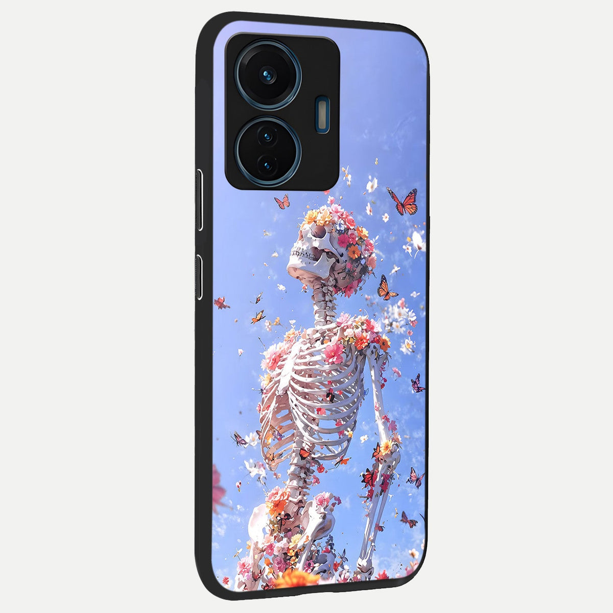  Bloom Beyond Bones back cover For iQOO Z6 Lite 5G slim fit glass case with vibrant aesthetic design