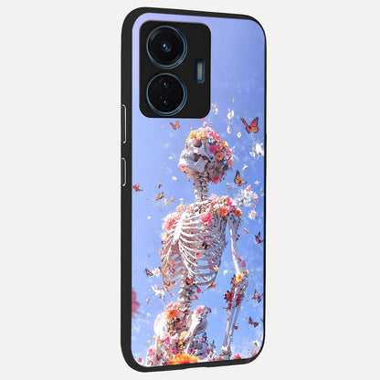  Bloom Beyond Bones back cover For iQOO Z6 Lite 5G slim fit glass case with vibrant aesthetic design
