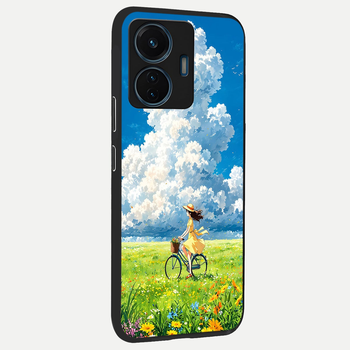  Breezy Meadow Ride back cover For iQOO Z6 Lite 5G slim fit glass case with vibrant aesthetic design