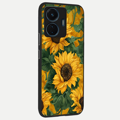  Bright Sunflower Bloom back cover For iQOO Z6 Lite 5G slim fit glass case with vibrant aesthetic design