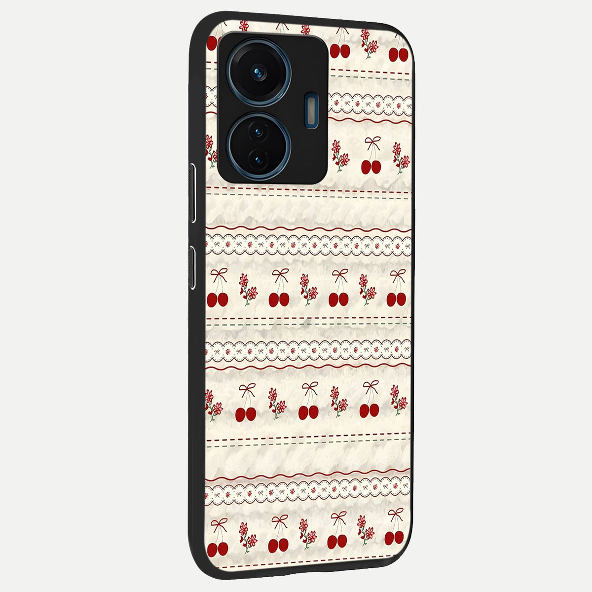  Cherry Bloom Charm back cover For iQOO Z6 Lite 5G slim fit glass case with vibrant aesthetic design
